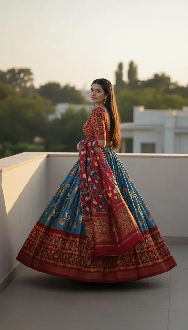Firozi_Dola_Silk_Patola_Foil_Print_A-Line_Lehenga_Choli_For_Women