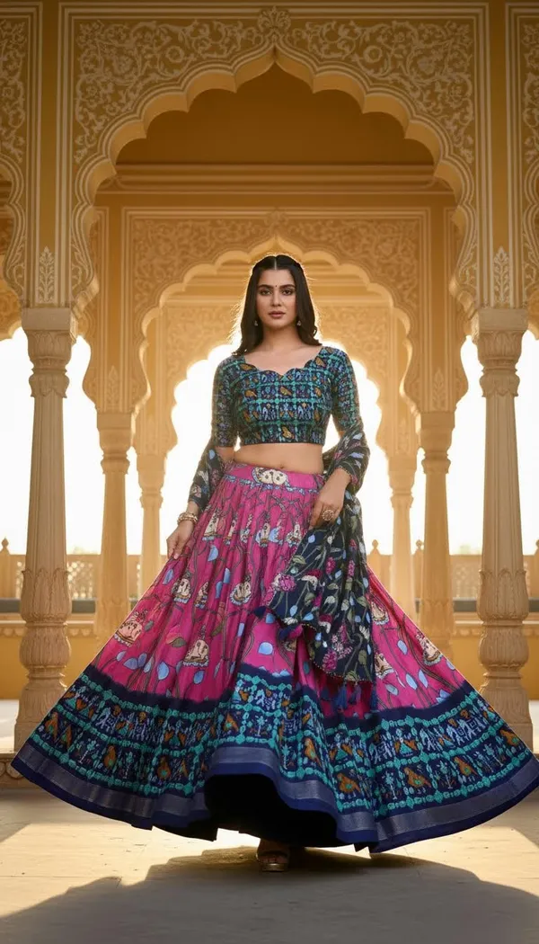 Pink_Dola_Silk_Patola_Foil_Print_A-Line_Lehenga_Choli_For_Women
