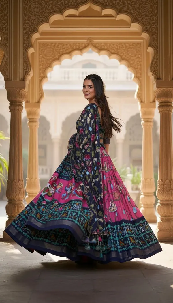 Pink_Dola_Silk_Patola_Foil_Print_A-Line_Lehenga_Choli_For_Women