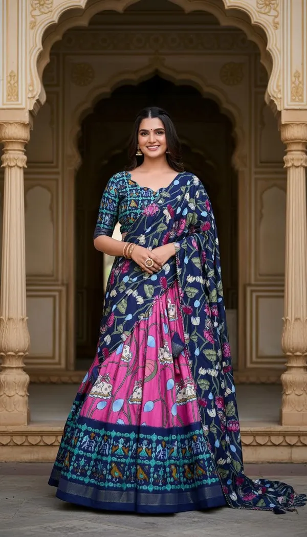 Pink_Dola_Silk_Patola_Foil_Print_A-Line_Lehenga_Choli_For_Women