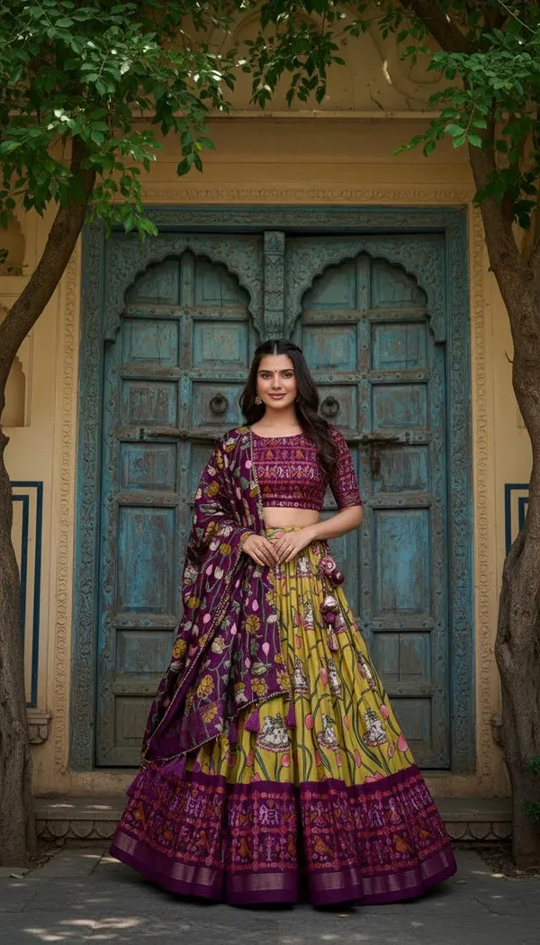Yellow_Dola_Silk_Patola_Foil_Print_A-Line_Lehenga_Choli_For_Women