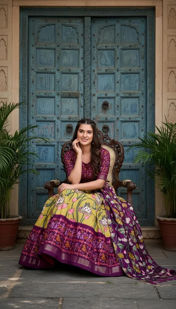Yellow_Dola_Silk_Patola_Foil_Print_A-Line_Lehenga_Choli_For_Women
