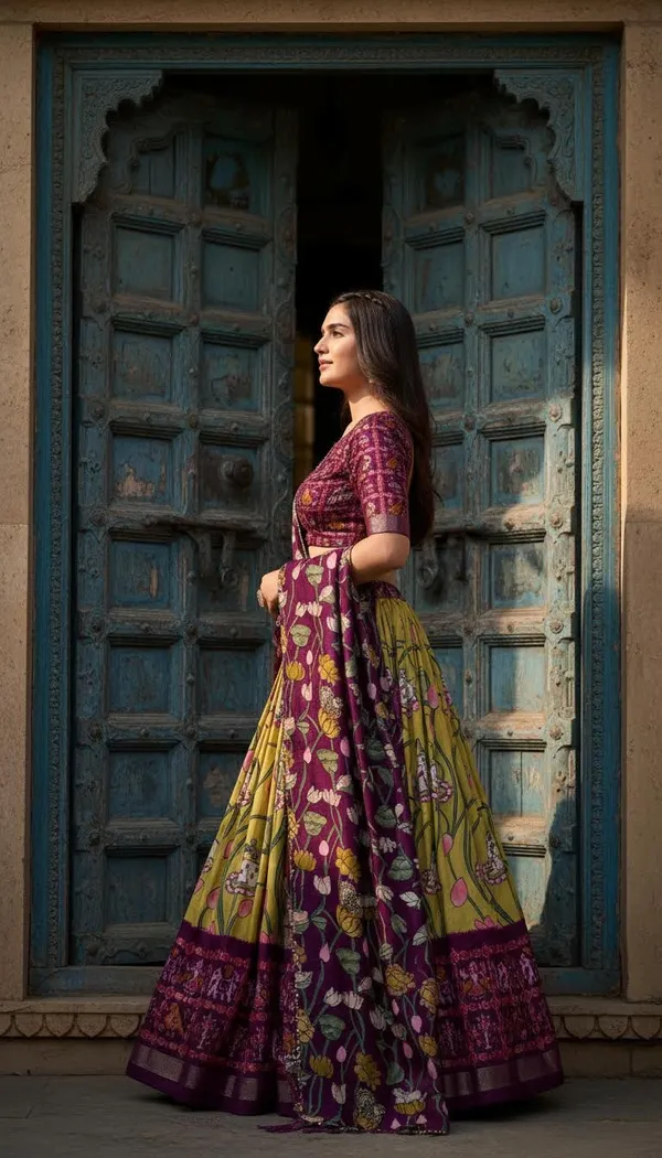 Yellow_Dola_Silk_Patola_Foil_Print_A-Line_Lehenga_Choli_For_Women