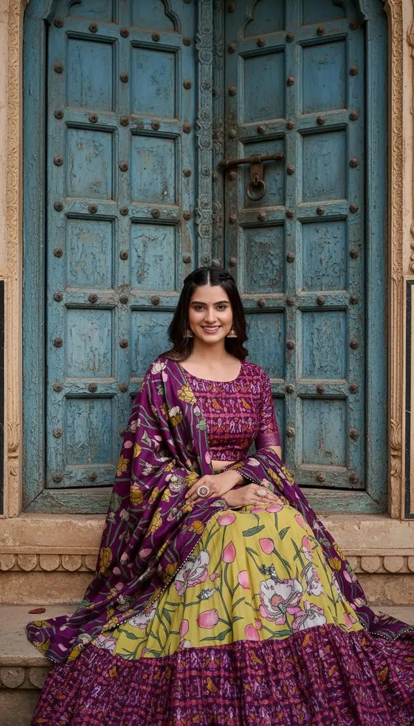 Yellow_Dola_Silk_Patola_Foil_Print_A-Line_Lehenga_Choli_For_Women