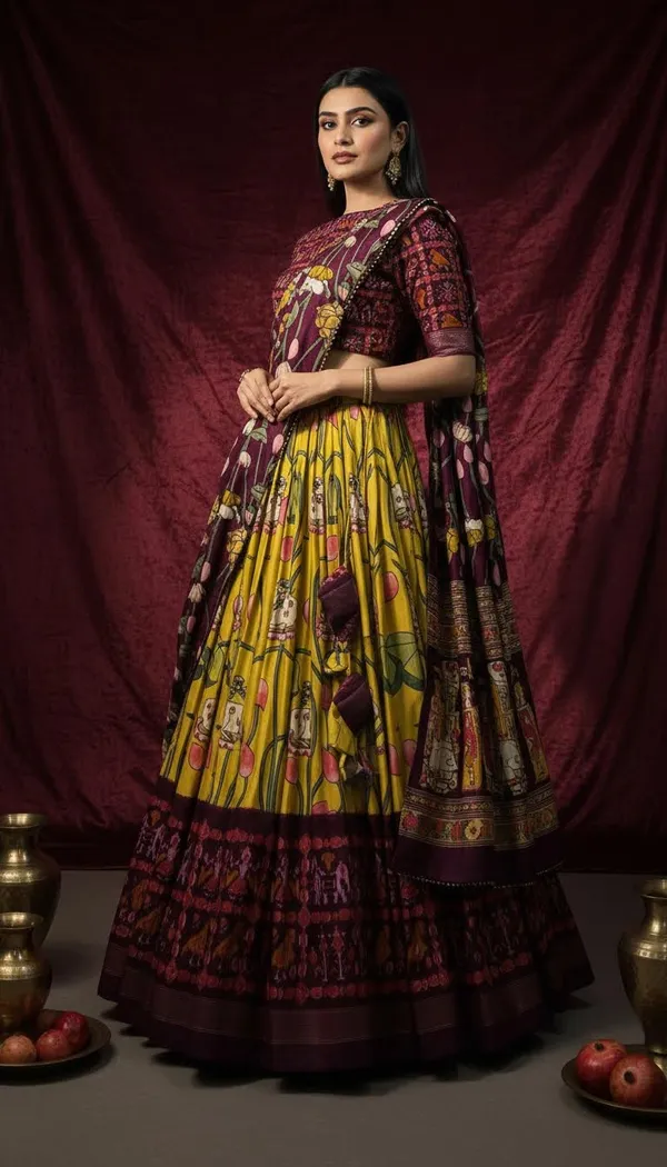 Yellow_Dola_Silk_Patola_Foil_Print_A-Line_Lehenga_Choli_For_Women
