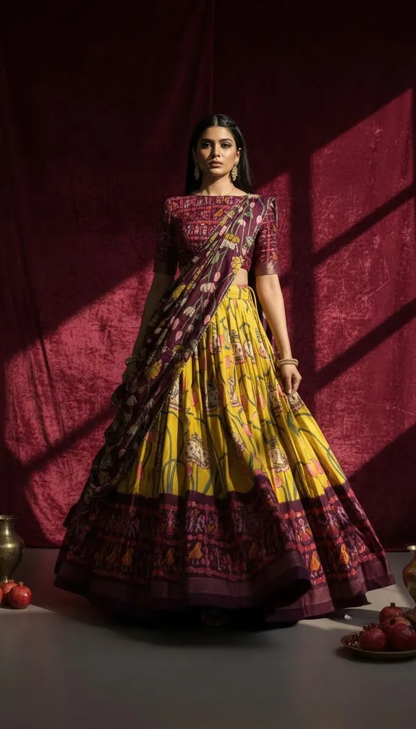 Yellow_Dola_Silk_Patola_Foil_Print_A-Line_Lehenga_Choli_For_Women
