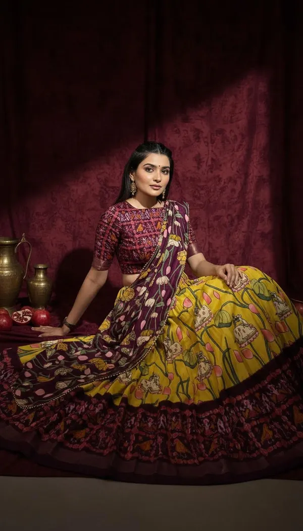 Yellow_Dola_Silk_Patola_Foil_Print_A-Line_Lehenga_Choli_For_Women