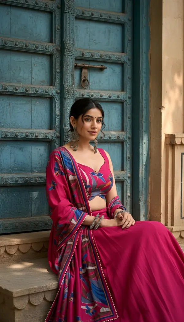 Rani_Pink_Dola_Silk_Patola_Foil_Print_Lehenga_Choli_For_Women