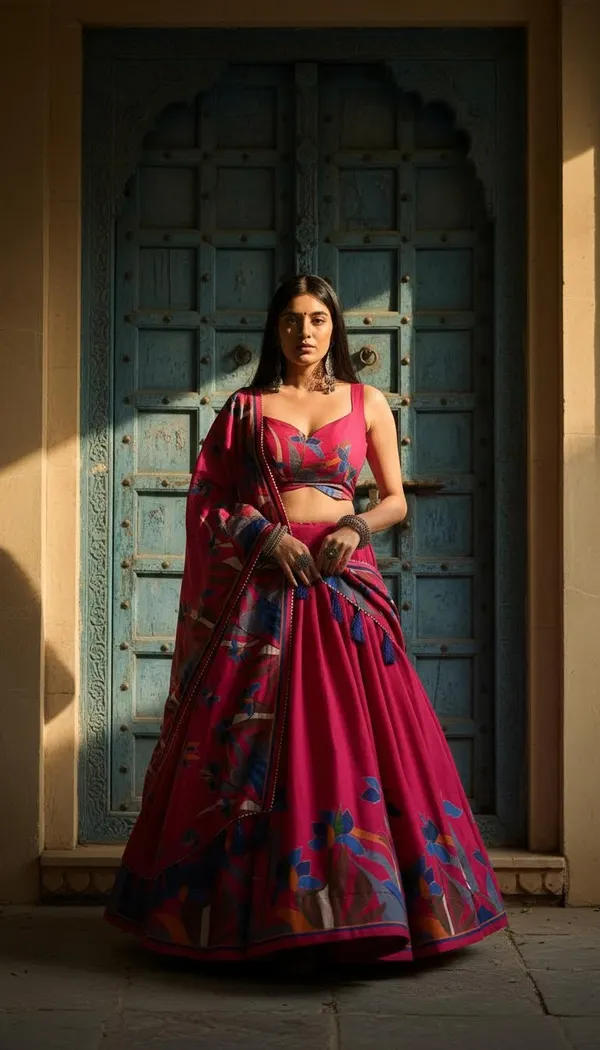 Rani_Pink_Dola_Silk_Patola_Foil_Print_Lehenga_Choli_For_Women