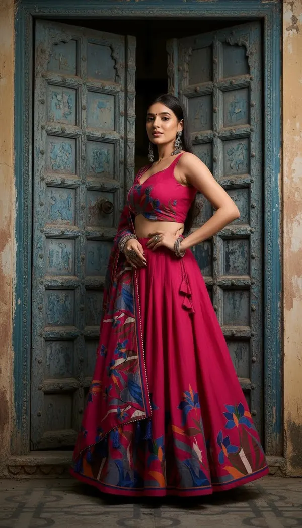 Rani_Pink_Dola_Silk_Patola_Foil_Print_Lehenga_Choli_For_Women