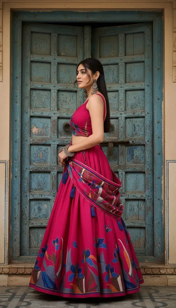 Rani_Pink_Dola_Silk_Patola_Foil_Print_Lehenga_Choli_For_Women