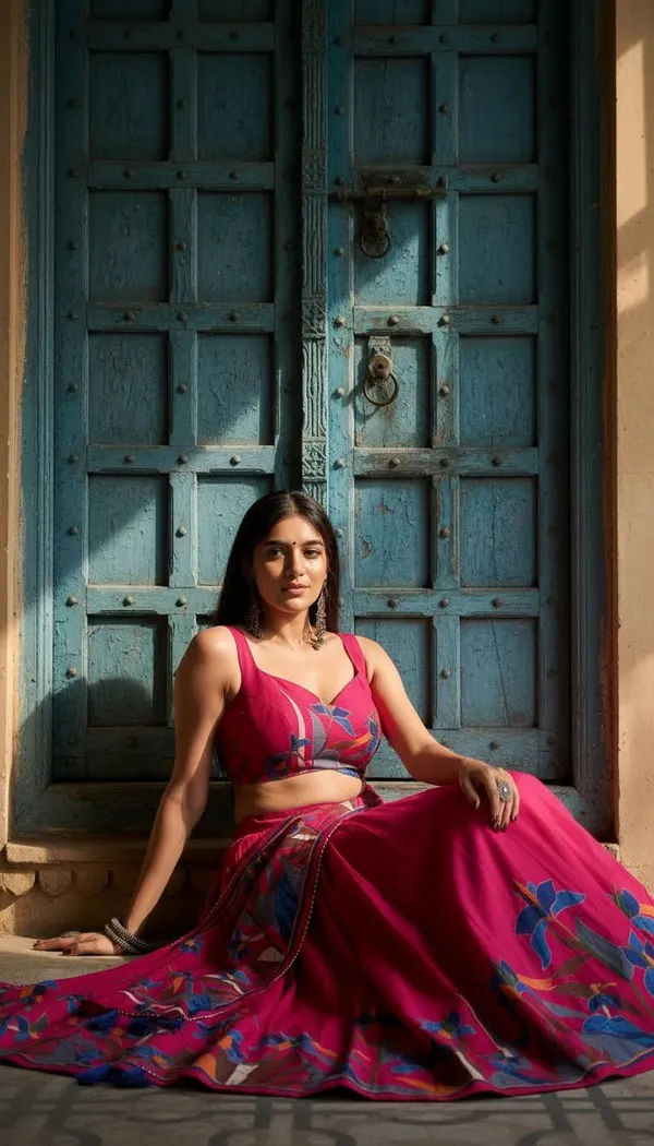 Rani_Pink_Dola_Silk_Patola_Foil_Print_Lehenga_Choli_For_Women