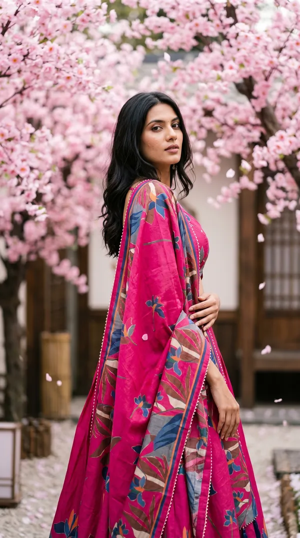 Rani_Pink_Dola_Silk_Patola_Foil_Print_Lehenga_Choli_For_Women