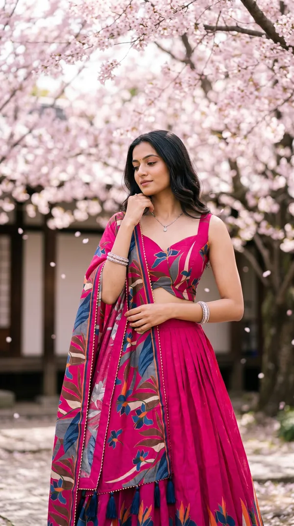 Rani_Pink_Dola_Silk_Patola_Foil_Print_Lehenga_Choli_For_Women