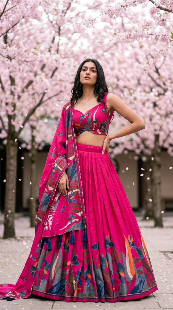 Rani_Pink_Dola_Silk_Patola_Foil_Print_Lehenga_Choli_For_Women