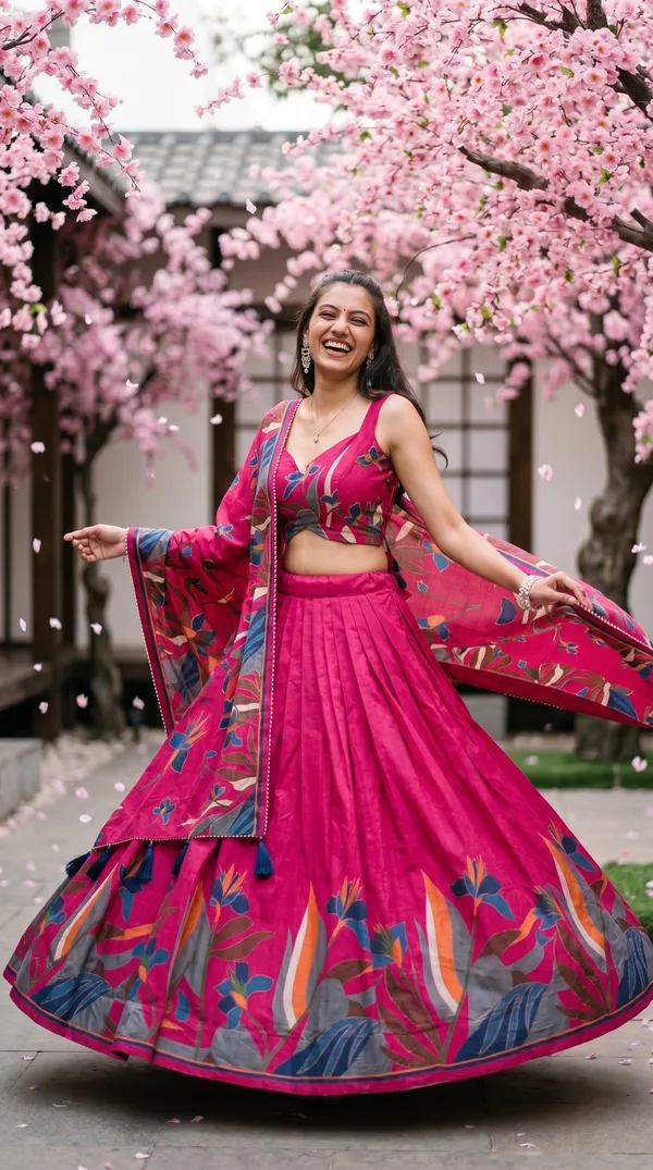Rani_Pink_Dola_Silk_Patola_Foil_Print_Lehenga_Choli_For_Women