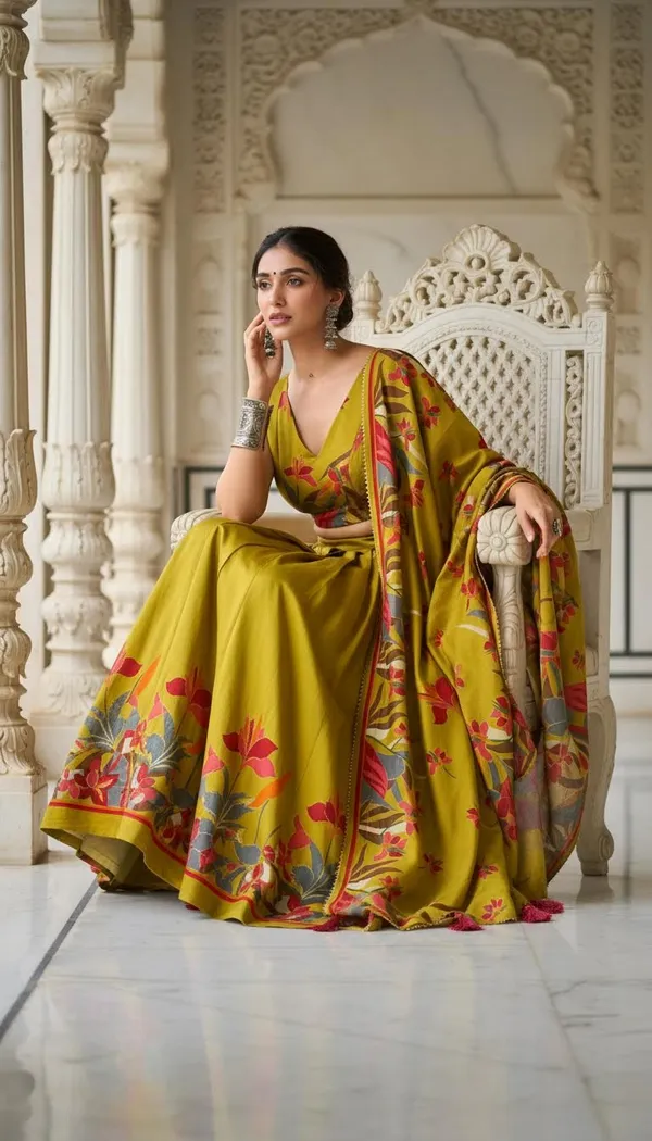 Mustard_Dola_Silk_Patola_Foil_Print_Lehenga_Choli_For_Women