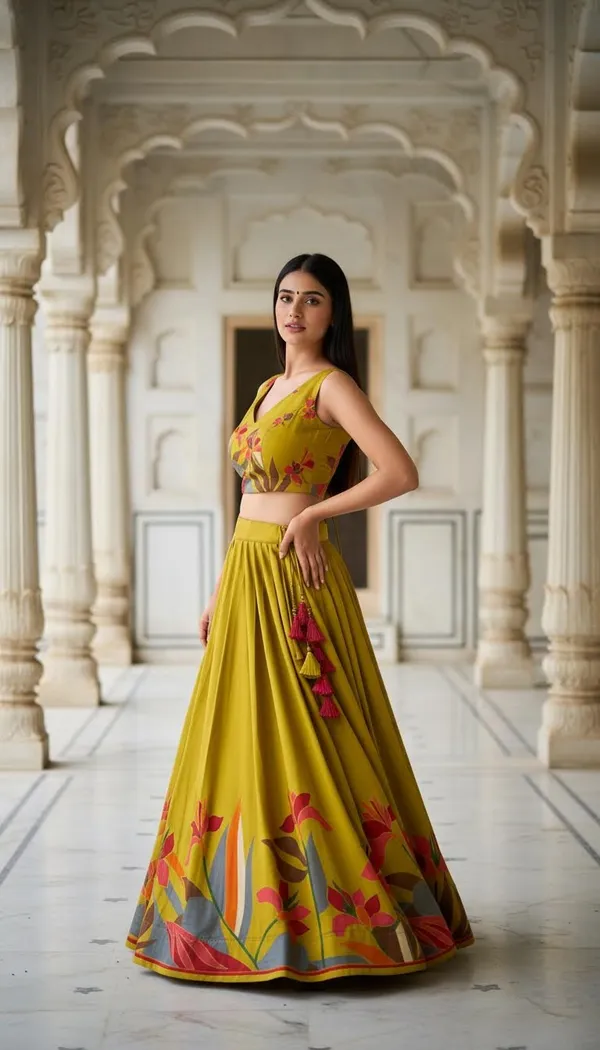 Mustard_Dola_Silk_Patola_Foil_Print_Lehenga_Choli_For_Women