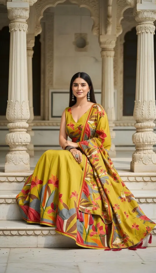 Mustard_Dola_Silk_Patola_Foil_Print_Lehenga_Choli_For_Women