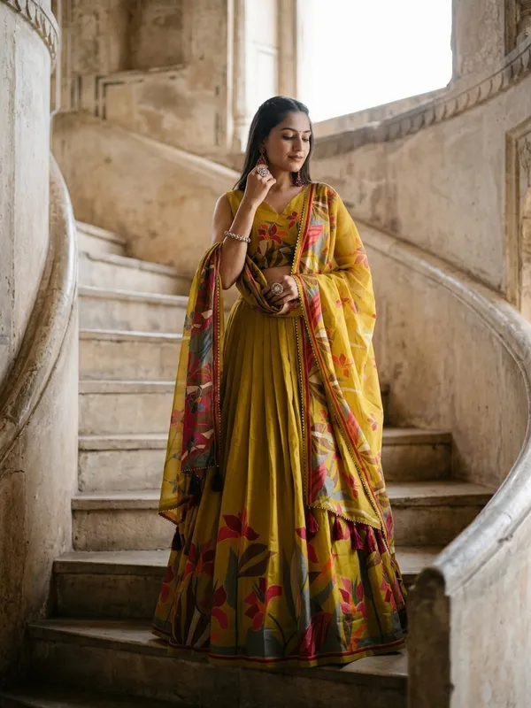 Mustard_Dola_Silk_Patola_Foil_Print_Lehenga_Choli_For_Women