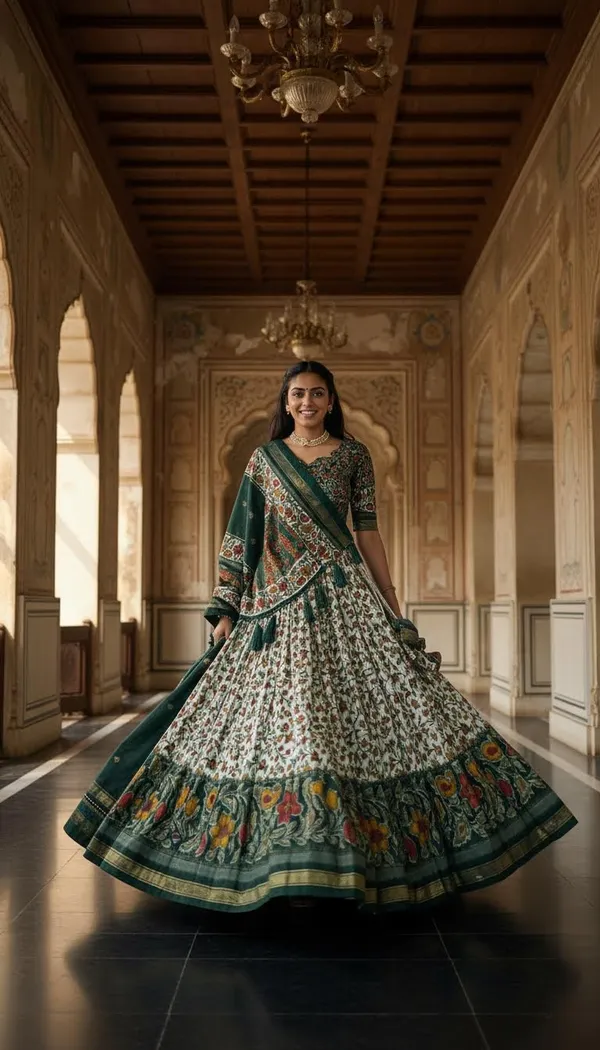 Green_Dola_Silk_Patola_Foil_Print_Lehenga_Choli_For_Women