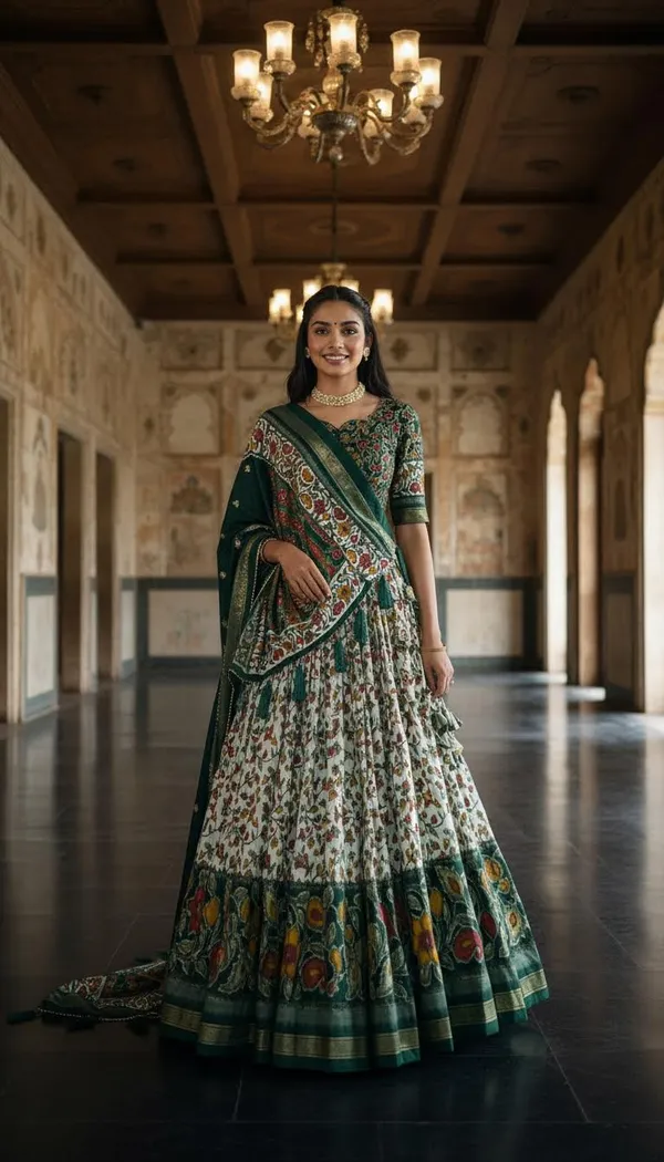 Green_Dola_Silk_Patola_Foil_Print_Lehenga_Choli_For_Women