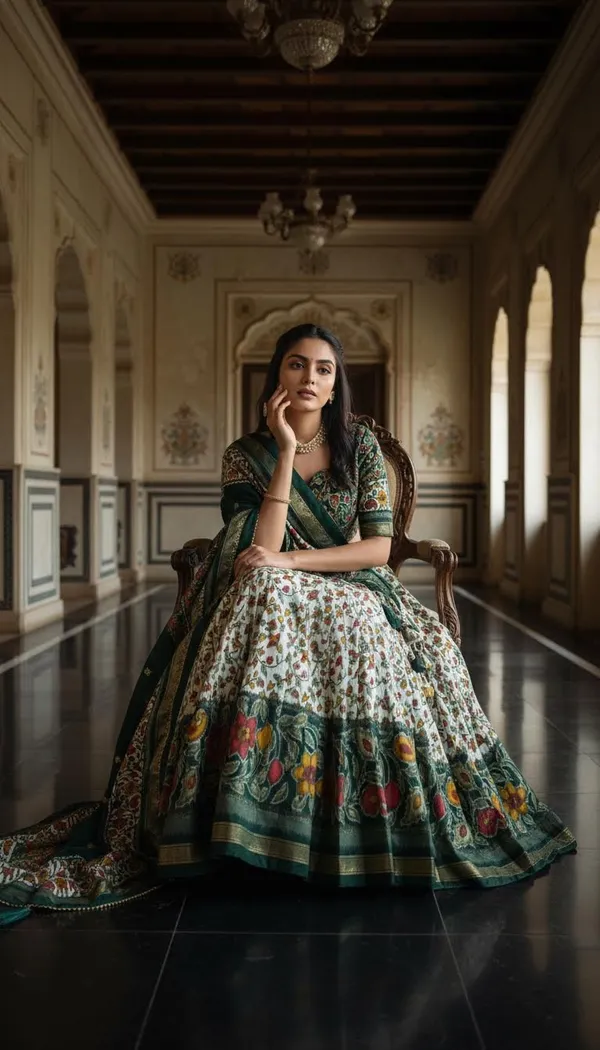 Green_Dola_Silk_Patola_Foil_Print_Lehenga_Choli_For_Women