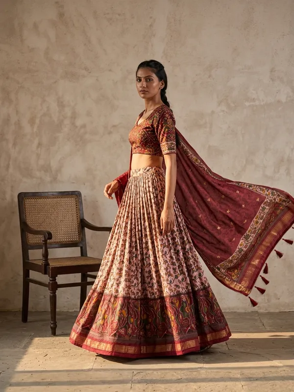 Maroon_Dola_Silk_Patola_Foil_Print_Lehenga_Choli_For_Women