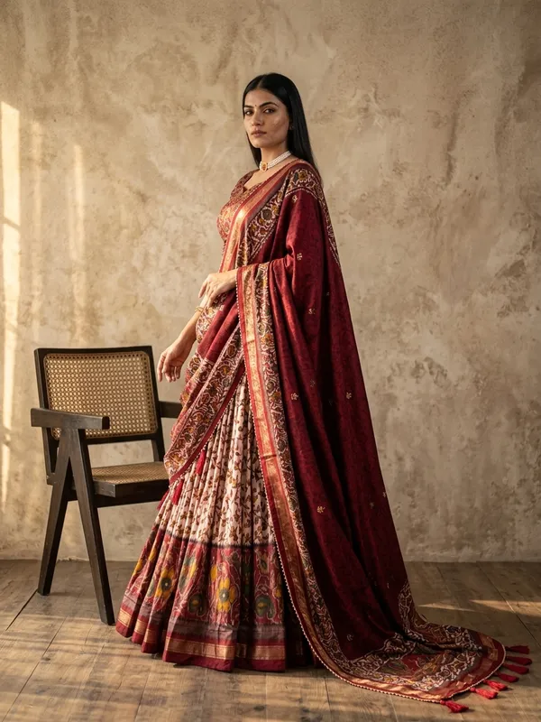 Maroon_Dola_Silk_Patola_Foil_Print_Lehenga_Choli_For_Women