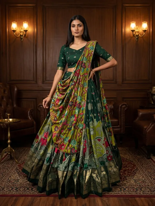 Green_Dola_Silk_Patola_Foil_Print_Lehenga_Choli_For_Women