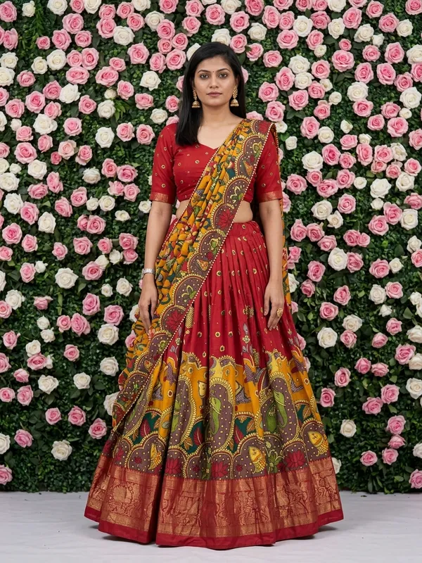 Red_Dola_Silk_Patola_Foil_Print_Lehenga_Choli_For_Women