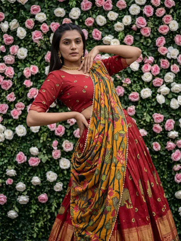 Red_Dola_Silk_Patola_Foil_Print_Lehenga_Choli_For_Women