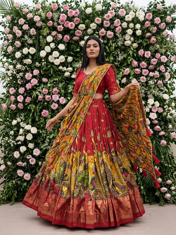Red_Dola_Silk_Patola_Foil_Print_Lehenga_Choli_For_Women