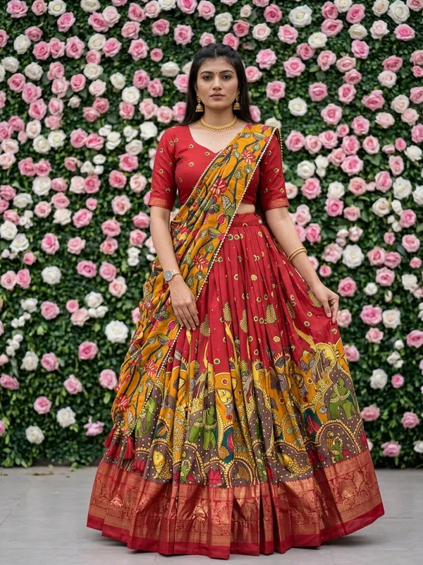 Red_Dola_Silk_Patola_Foil_Print_Lehenga_Choli_For_Women