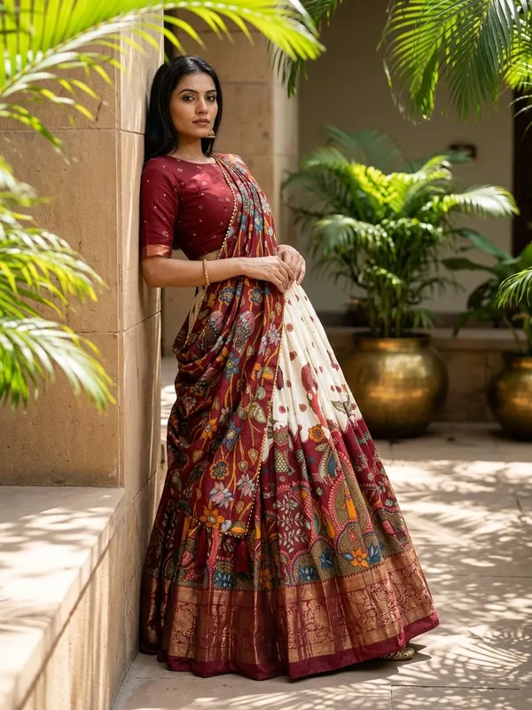 White_Dola_Silk_Patola_Foil_Print_Lehenga_Choli_For_Women