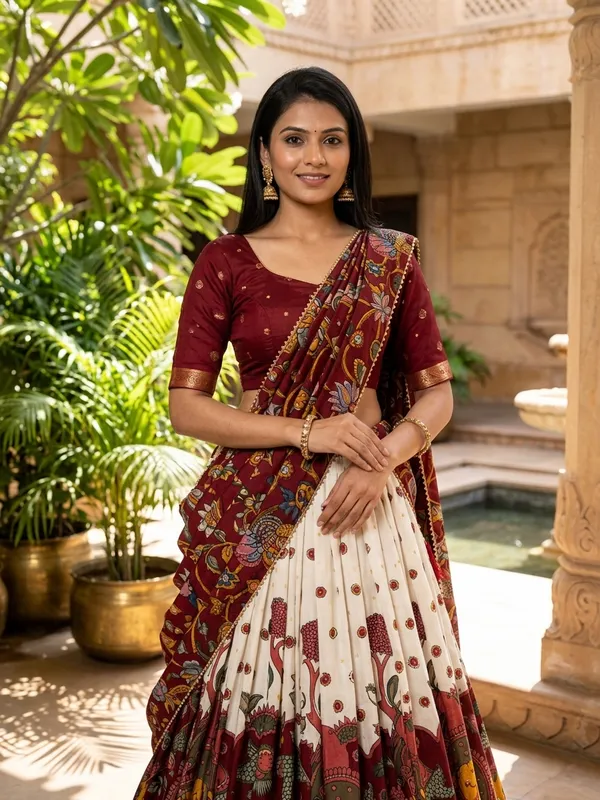 White_Dola_Silk_Patola_Foil_Print_Lehenga_Choli_For_Women