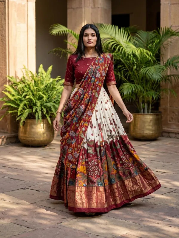 White_Dola_Silk_Patola_Foil_Print_Lehenga_Choli_For_Women