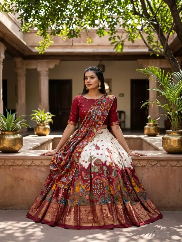 White_Dola_Silk_Patola_Foil_Print_Lehenga_Choli_For_Women
