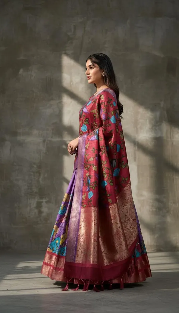 Lavender_Dola_Silk_Kalamkari_Print_Lehenga_Choli_For_Women
