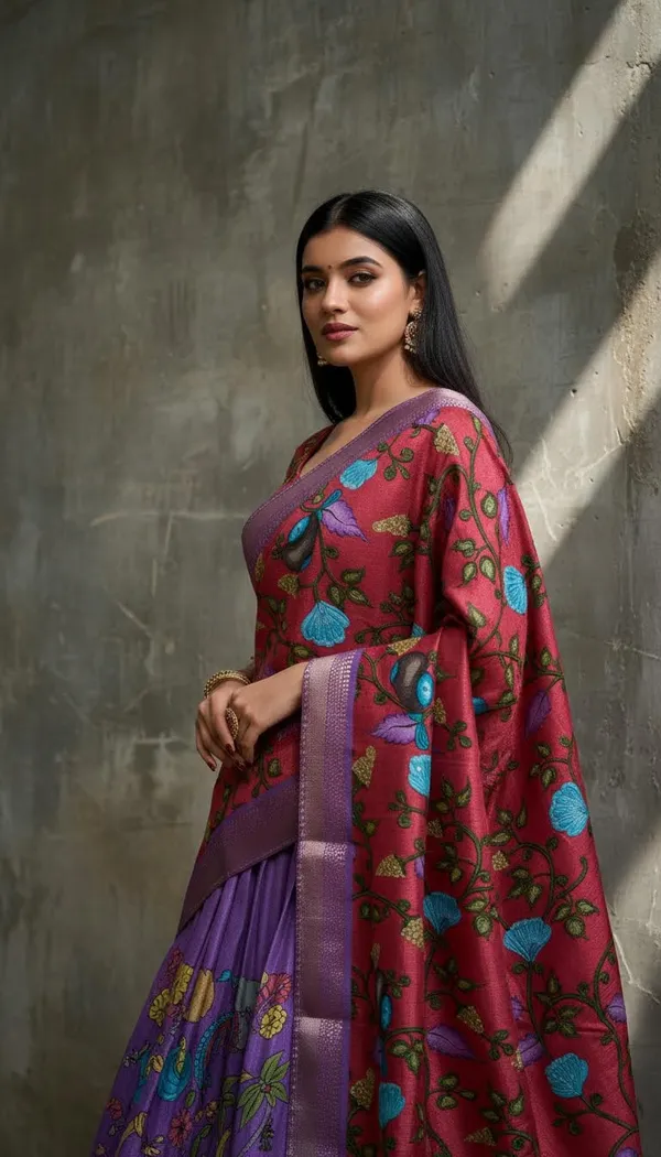 Lavender_Dola_Silk_Kalamkari_Print_Lehenga_Choli_For_Women