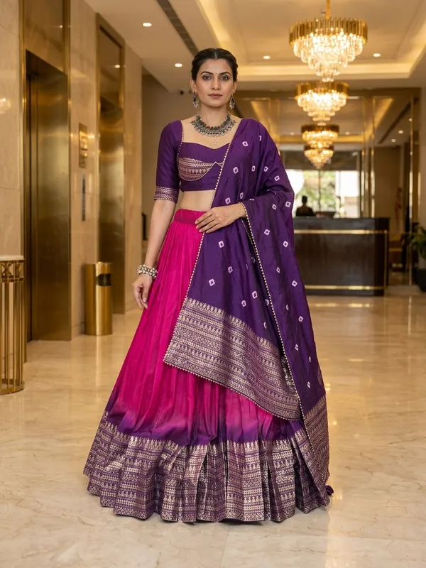 Pink_Dola_Silk_Bandhani_Print_Lehenga_Choli_For_Women