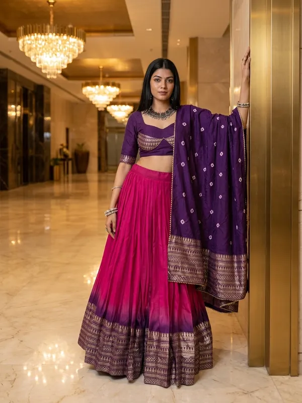 Pink_Dola_Silk_Bandhani_Print_Lehenga_Choli_For_Women