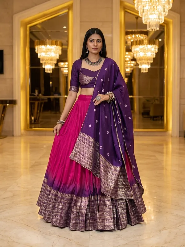 Pink_Dola_Silk_Bandhani_Print_Lehenga_Choli_For_Women