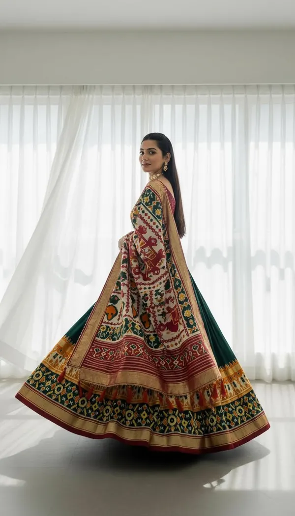 Green_Dola_Silk_Patola_Foil_Print_Lehenga_Choli_For_Women