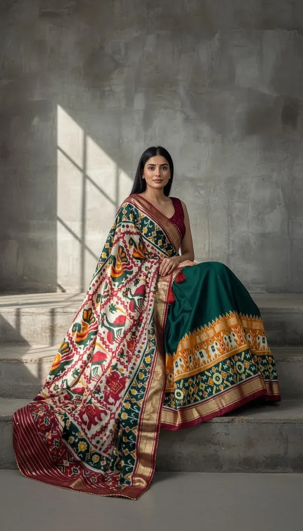 Green_Dola_Silk_Patola_Foil_Print_Lehenga_Choli_For_Women