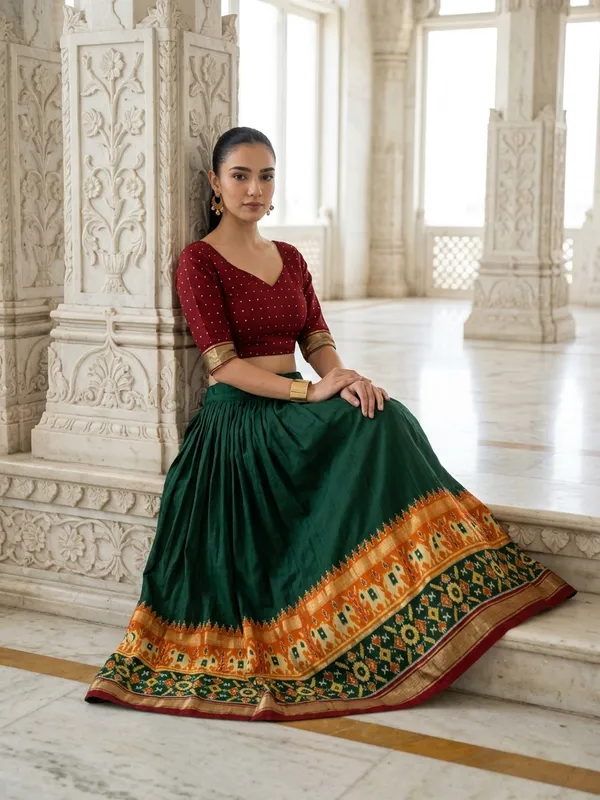 Green_Dola_Silk_Patola_Print_Lehenga_Choli_For_Women
