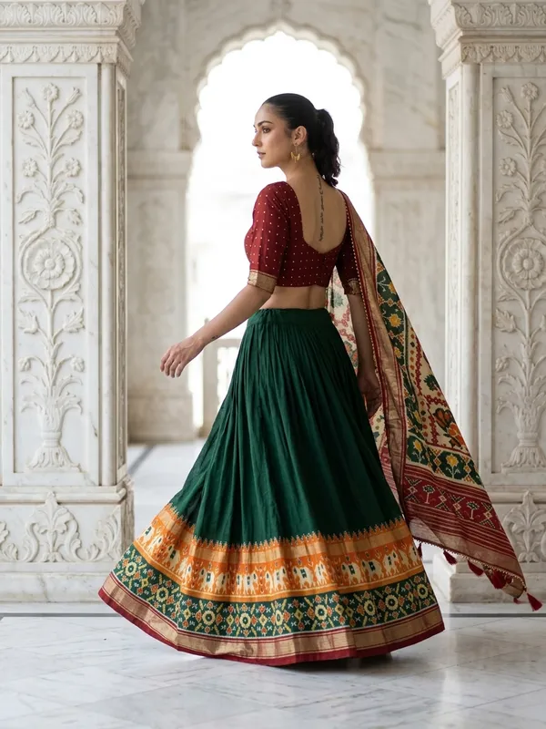Green_Dola_Silk_Patola_Print_Lehenga_Choli_For_Women