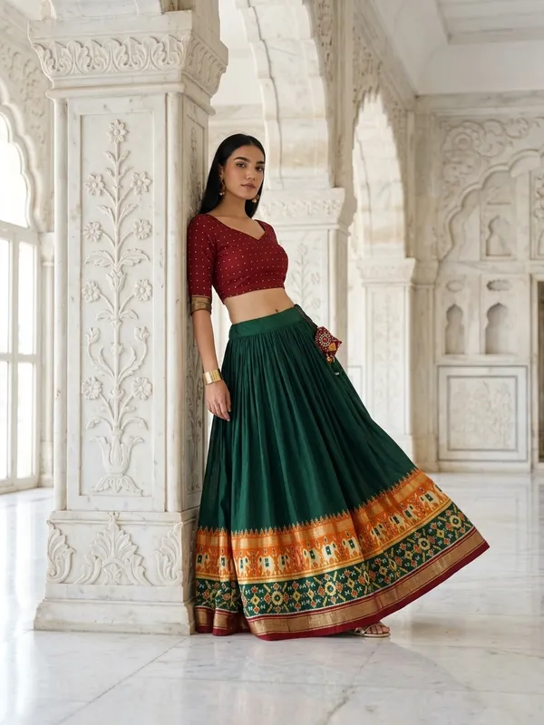 Green_Dola_Silk_Patola_Print_Lehenga_Choli_For_Women