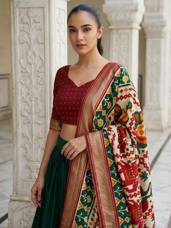 Green_Dola_Silk_Patola_Print_Lehenga_Choli_For_Women
