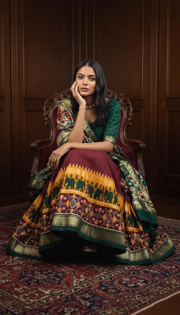 Maroon_Dola_Silk_Patola_Print_Lehenga_Choli_For_Women